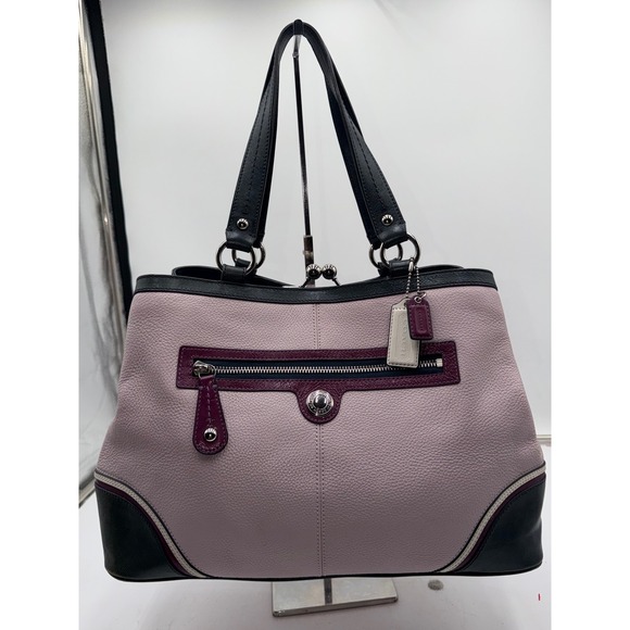 Coach Handbags - Coach Laura Spectator Tri-Color Pebbled Leather Shoulder Bag Lavender